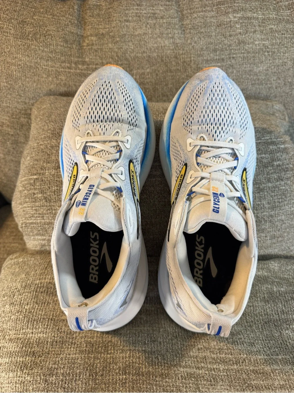 Brooks Glycerin 22 Men’s White Cobalt Orange Running Shoes 110445 D136 Size 11